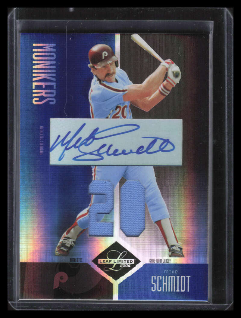 SOLD 130696 2004 Leaf Limited Moniker Jersey Number 216 Mike Schmidt Jersey Auto 28/50