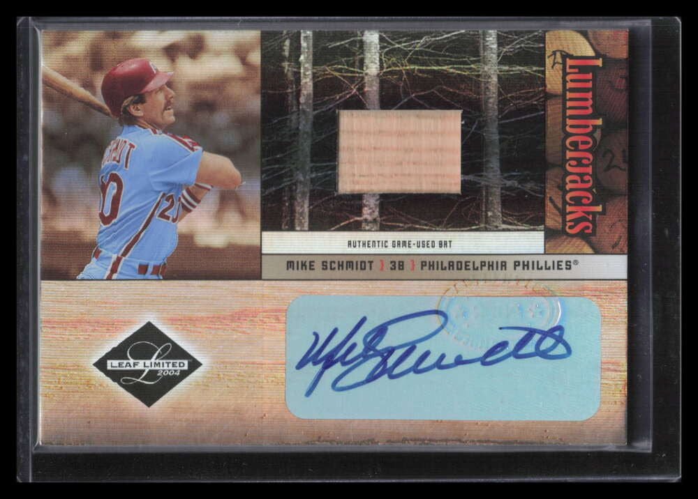 SOLD 130697 2004 Leaf Limited Lumberjacks Autographs Bat 25 Mike Schmidt Bat Auto 10/25