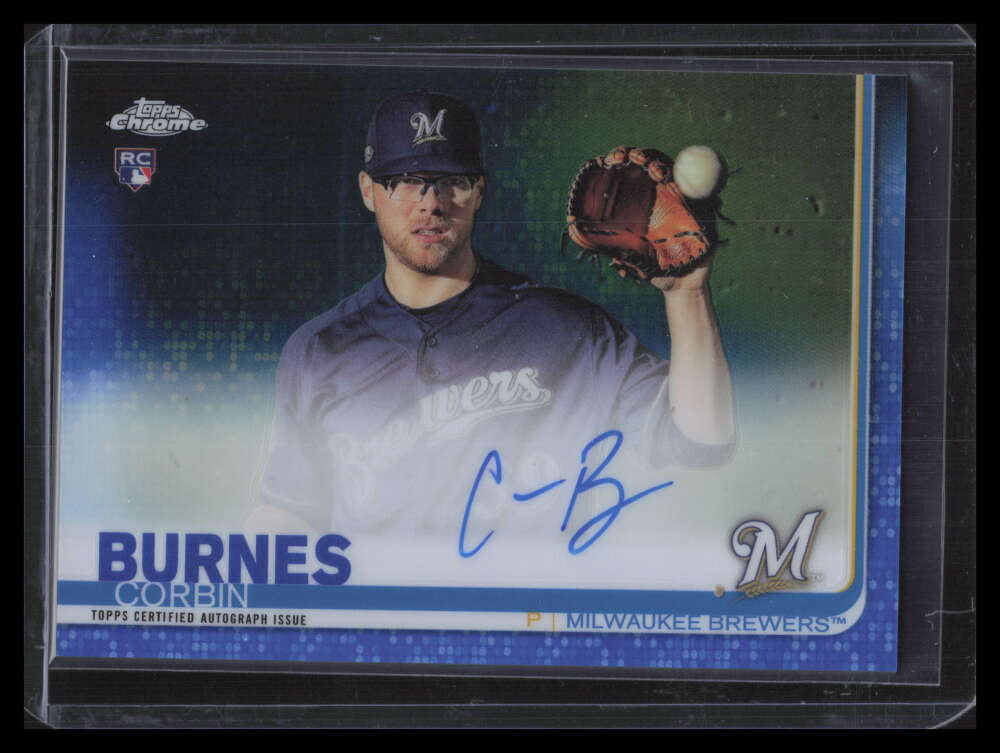 2019 Topps Chrome Autographs Blue Refractor Corbin Burnes Rookie Auto 115/150