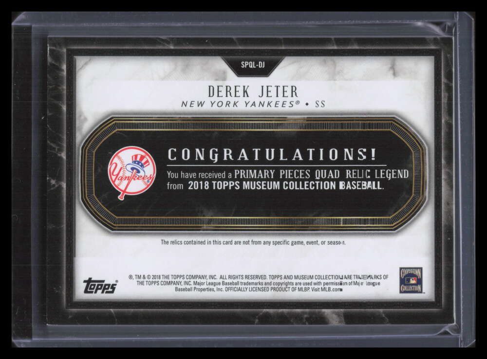 2018 Topps Museum Primary Pieces Legends SPQLDJ Derek Jeter Quad Jersey 18/25