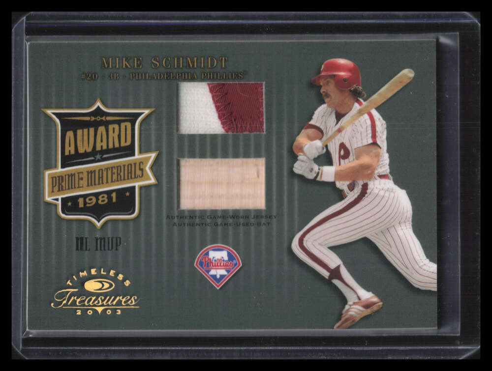 2003 Timeless Treasures Award Prime 2 Mike Schmidt Dual Bat Patch 11/25