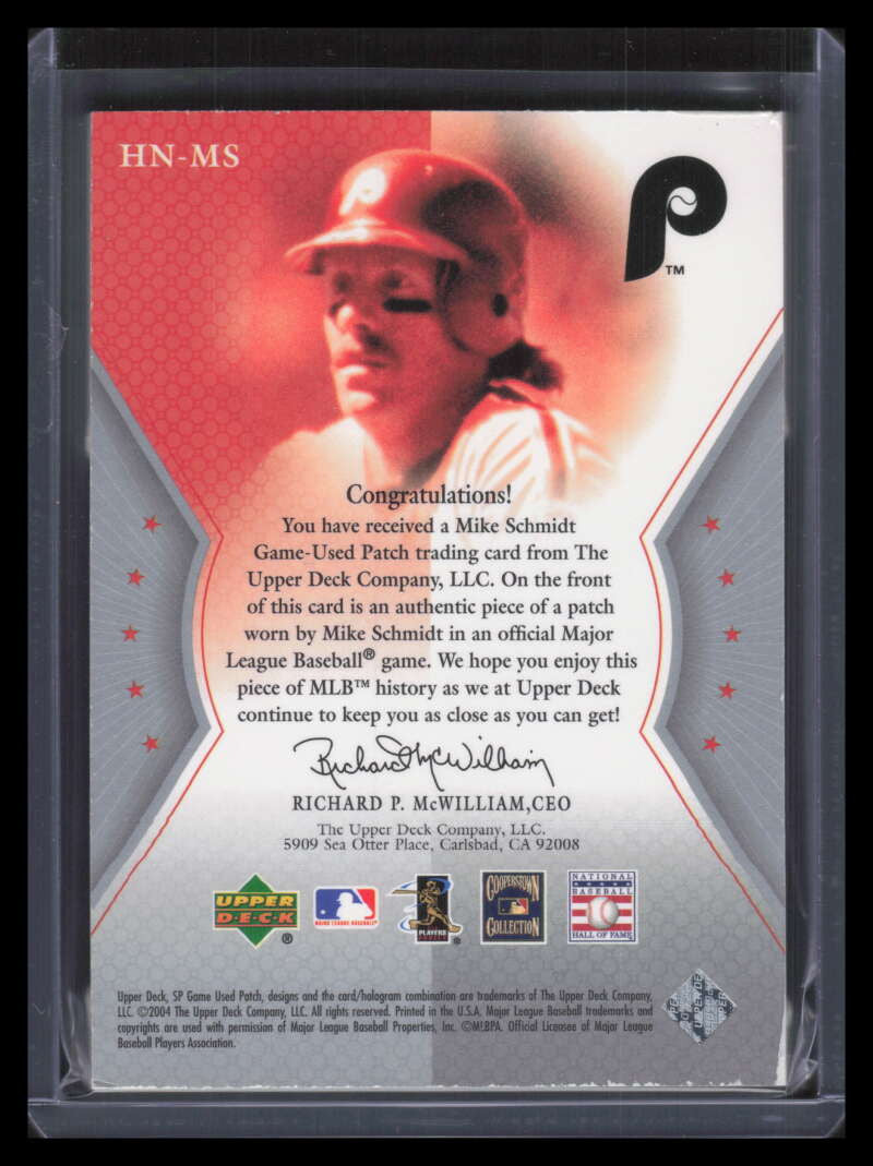 SOLD 130714 2004 SP Game Used Patch HOF Numbers MS Mike Schmidt Patch 2/20