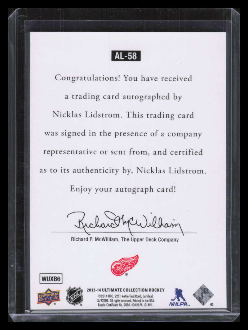 SOLD 130724 2013-14 Ultimate Collection '97 Legends Autographs al58 Nicklas Lidstrom Auto
