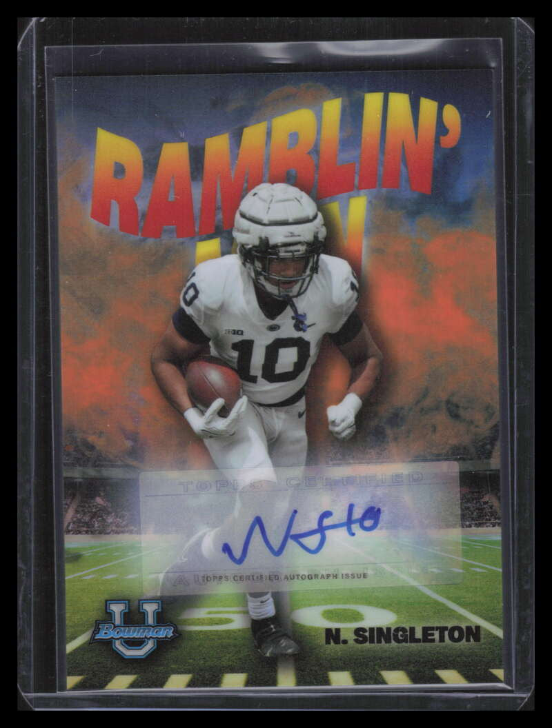 2022 Bowman Chrome University Ramblin Man rm2 Nick Singleton Rookie Auto 11/25
