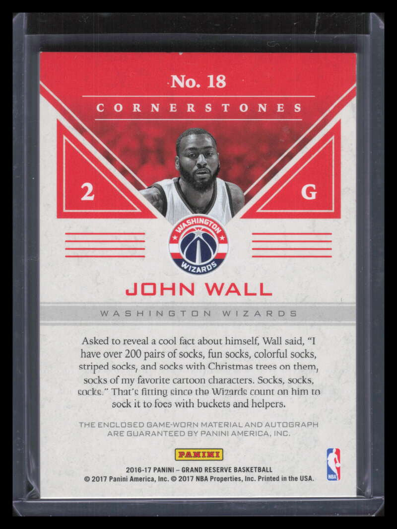 2016-17 Panini Grand Reserve Cornerstones 18 John Wall Quad Jersey Auto 20/25