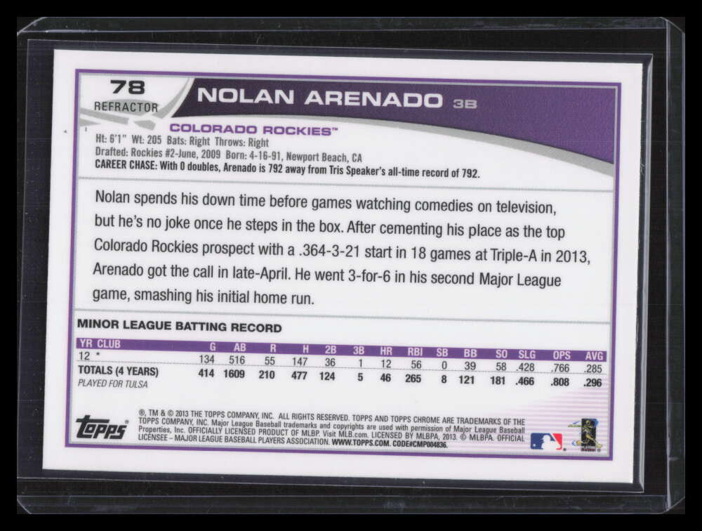 2013 Topps Chrome Refractor 78 Nolan Arenado Rookie 127886