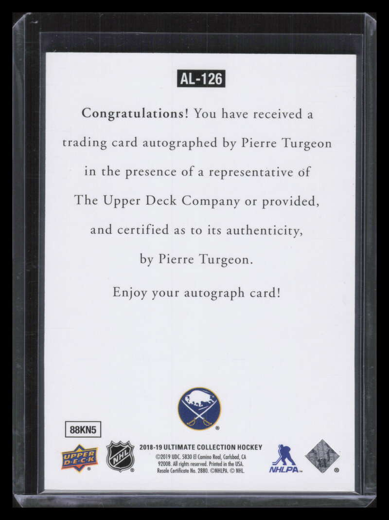 DELETE 130758 2018-19 Ultimate Collection '97 Legends Signatures al126 Pierre Turgeon Auto