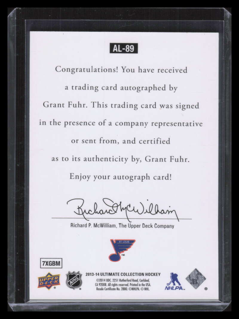 2013-14 Ultimate Collection '97 Legends Autographs al89 Grant Fuhr Auto