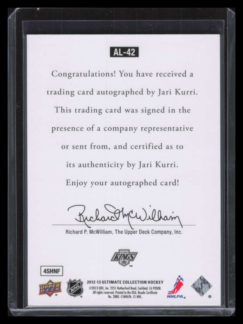 DELETE 130768 2012-13 Ultimate Collection 1997 Legends Autographs al42 Jari Kurri Auto