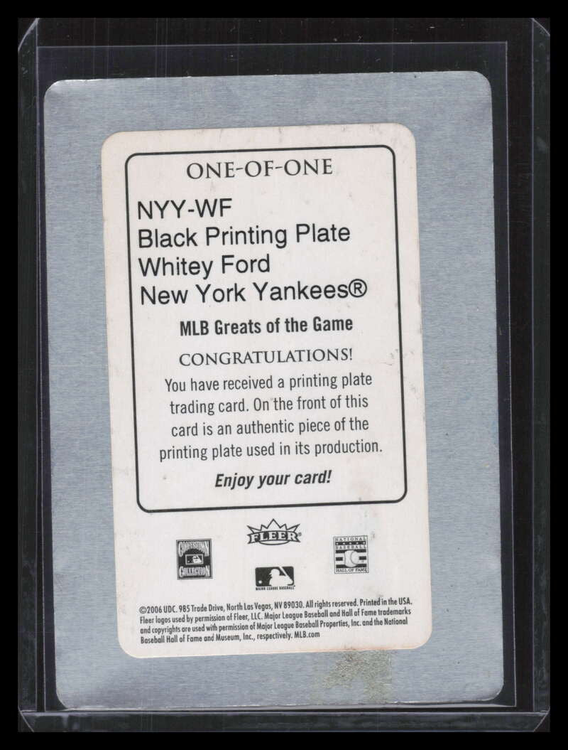 2006 Greats of the Game Yankee Clippings Printing Plate Black WF Whitey Ford 1/1