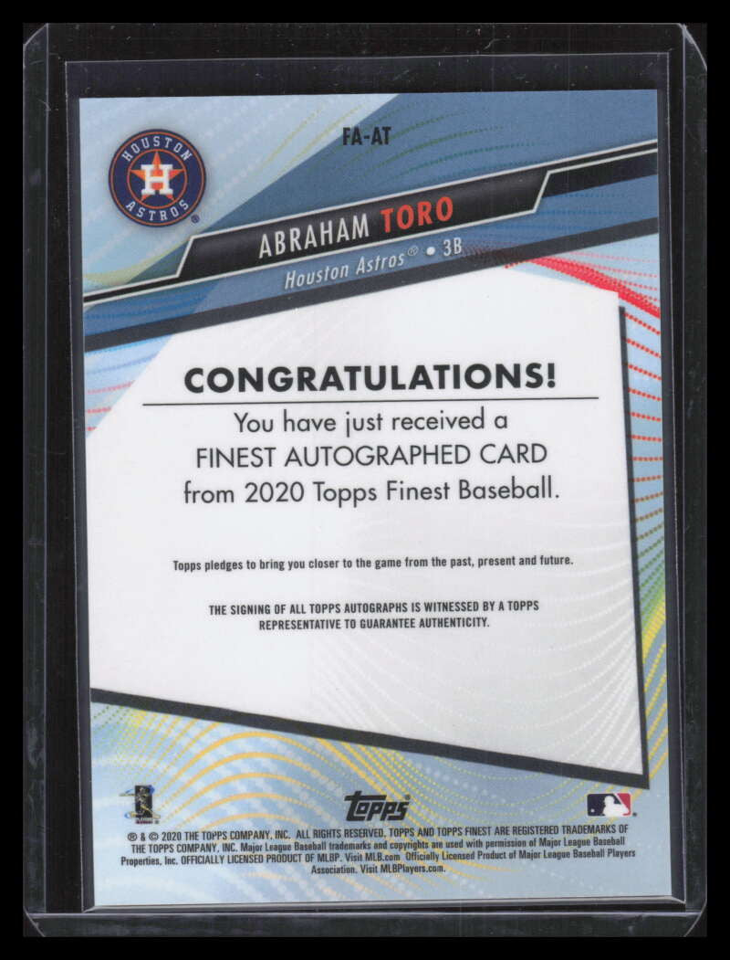 DELETE 130832 2020 Finest Autographs Red Wave Refractor FAAT Abraham Toro Rookie Auto 2/5