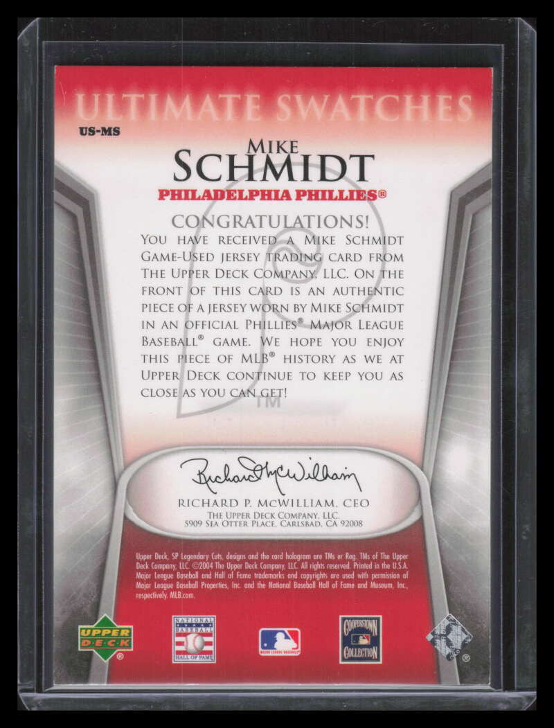 2004 SP Legendary Cuts Ultimate Swatches 10 MS Mike Schmidt Jersey 7/10