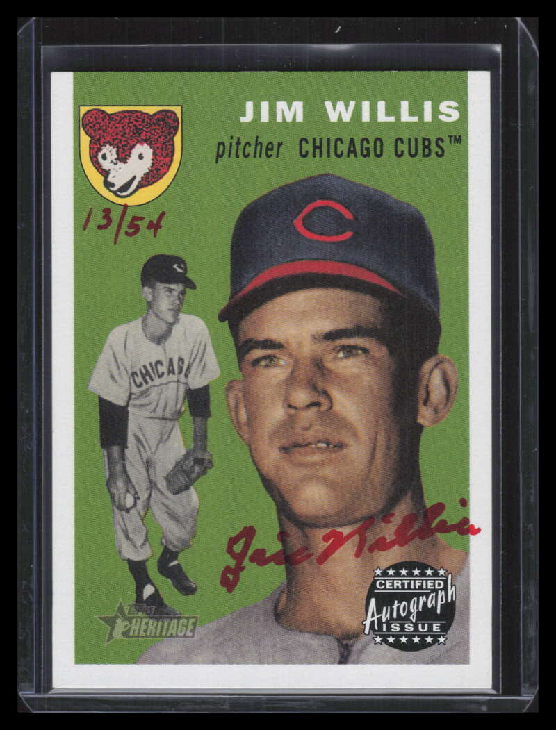 2003 Topps Heritage Real One Autographs Red Ink JW Jim Willis Auto 13/54