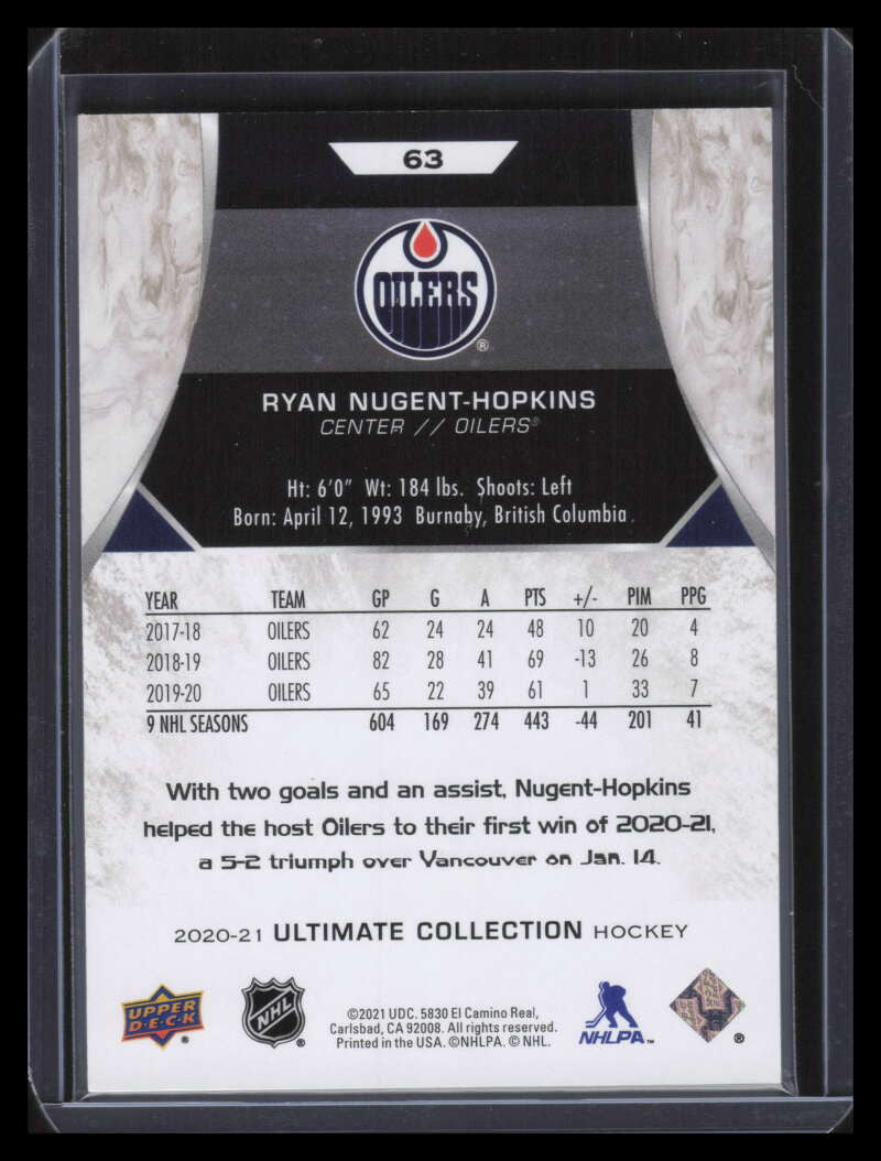 2020-21 Ultimate Collection Onxy Black 63 Ryan Nugent-Hopkins 5/5