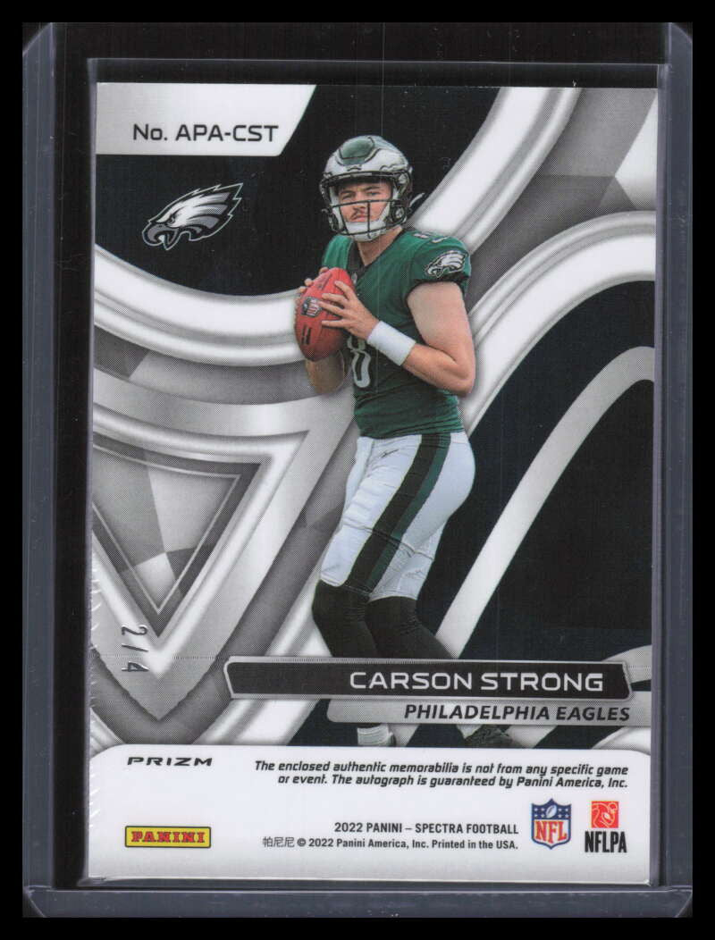 DELETE 130919 2022 Panini Spectra Aspiring Autographs 6 Carson Strong Rookie Patch Auto 2/4