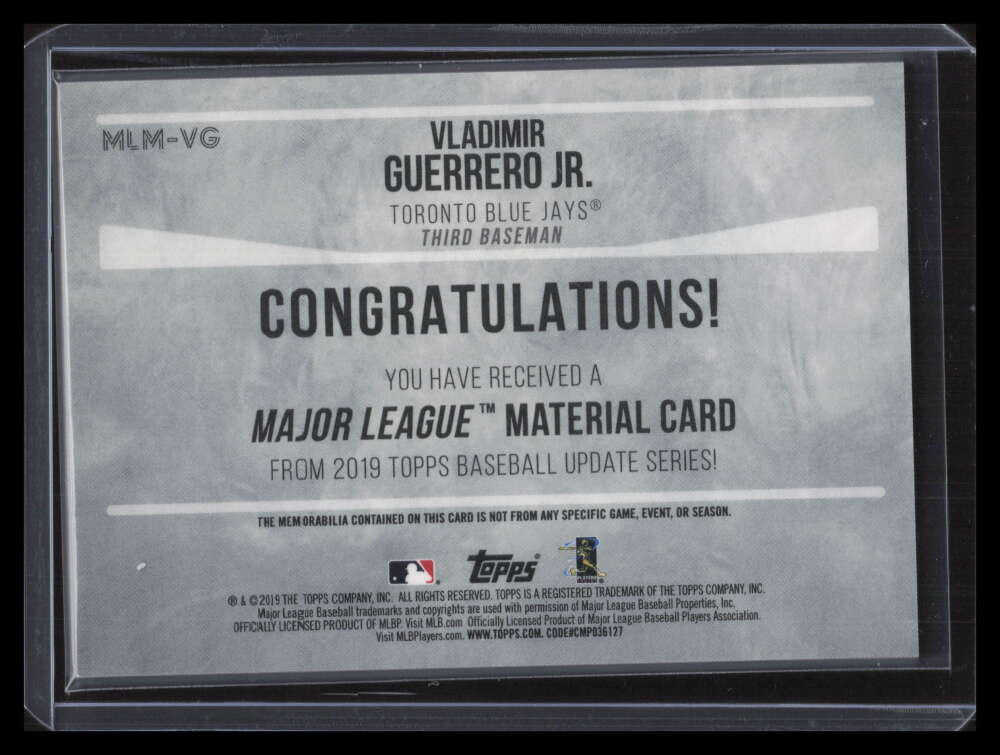 2019 Topps Update Major League Materials Vladimir Guerrero Rookie Jersey 98/150