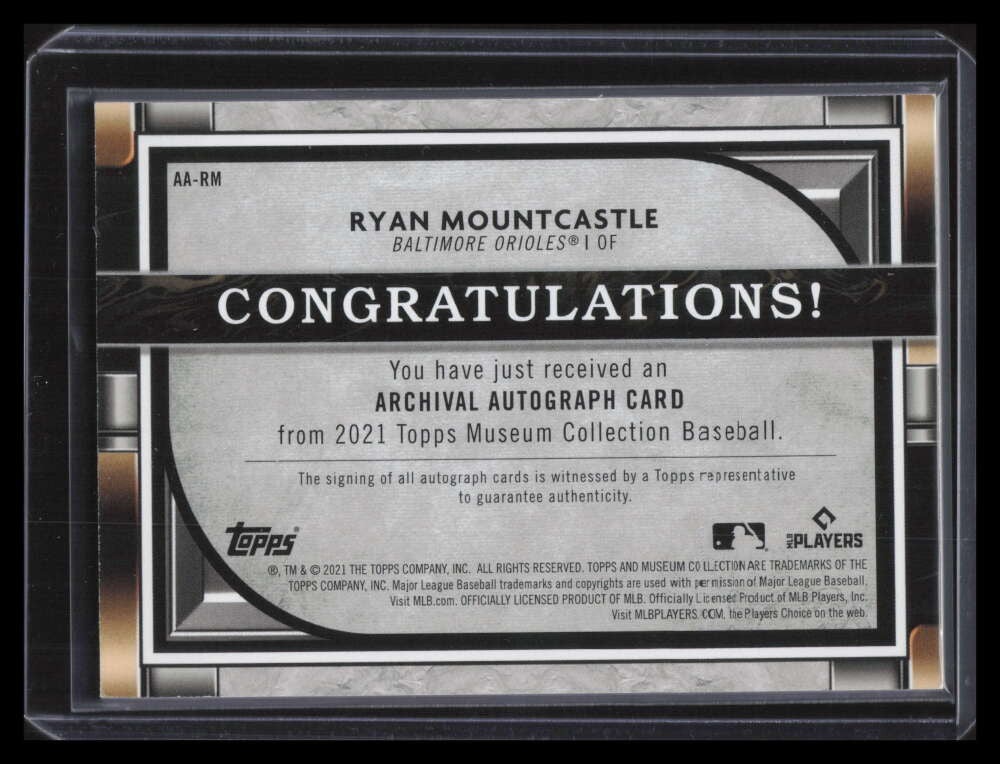 2021 Topps Museum Archival Autographs AARM Ryan Mountcastle Rookie Auto 115/200