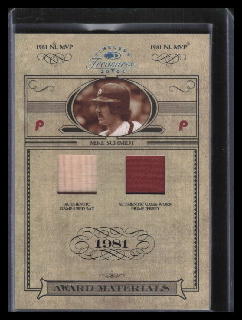 2004 Timeless Treasures Award Materials 15 Mike Schmidt Dual Bat Patch 17/19