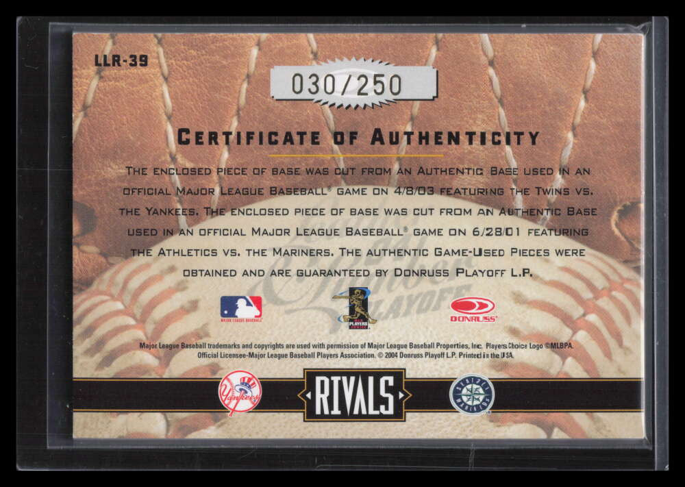 2004 Leather and Lumber Rivals Materials Ichiro Hideki Matsui Dual Base 30/250