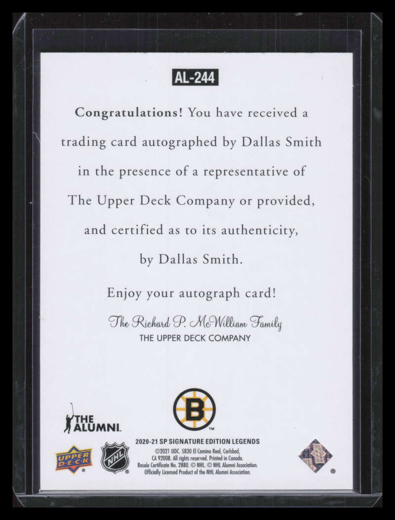 2020-21 SP Signature Legends '97 Legends Signatures al244 Dallas Smith Auto