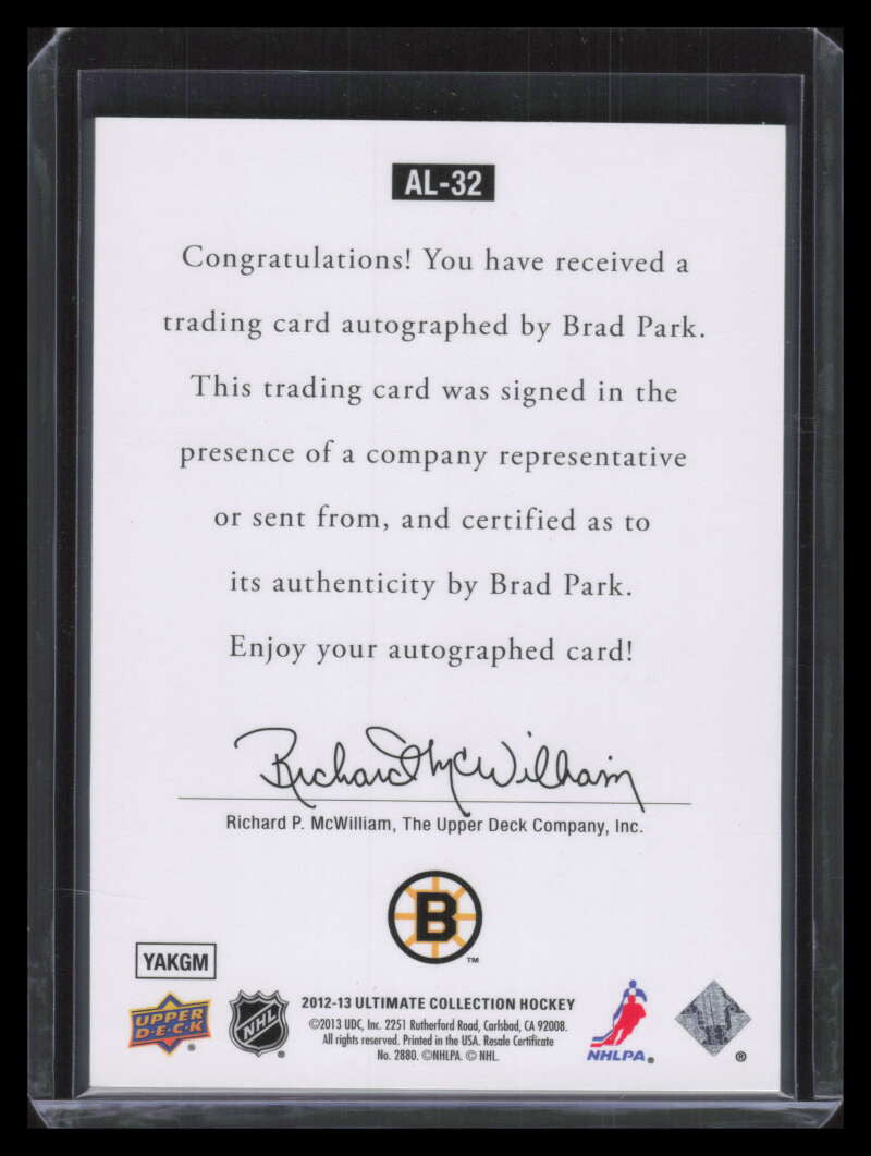 2012-13 Ultimate Collection 1997 Legends Autographs al32 Brad Park Auto