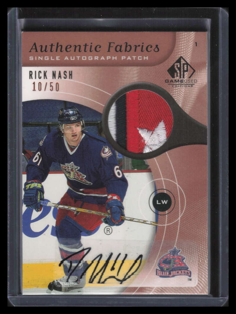 2005-06 SP Game Used Authentic Fabrics Autographs Rick Nash Patch Auto 10/50
