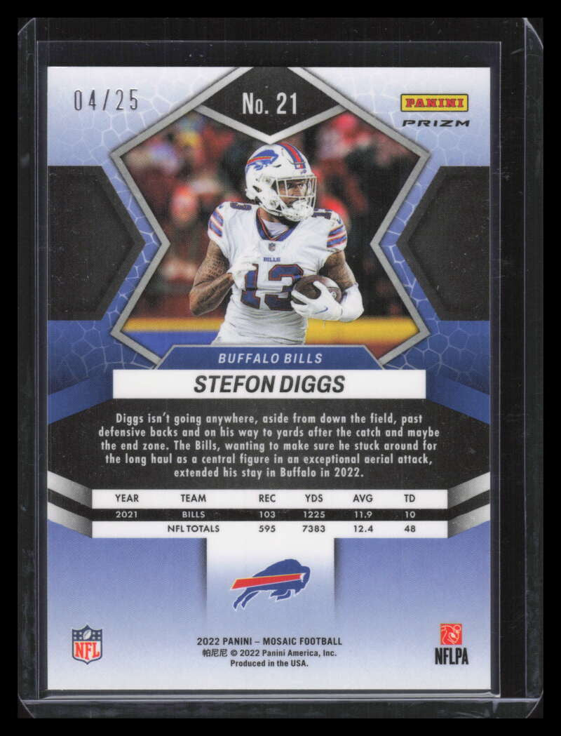 2022 Panini Mosaic Mosaic White Refractor 21 Stefon Diggs 4/25