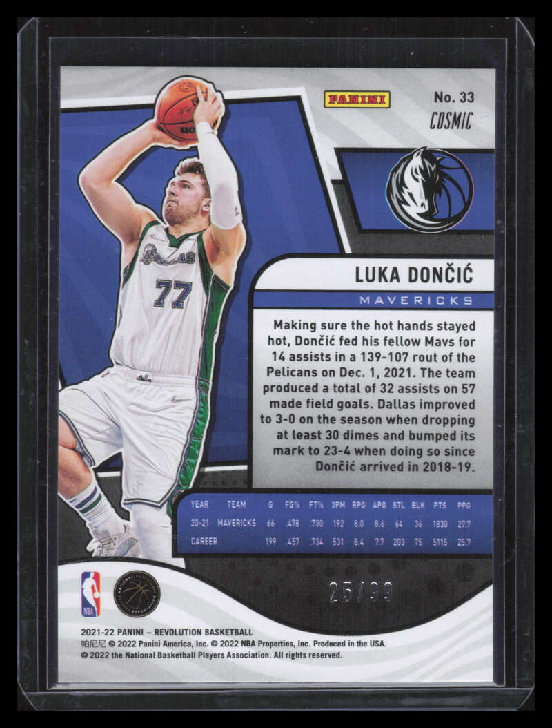 DELETE 131094 2021-22 Panini Revolution Cosmic 33 Luka Doncic 25/99