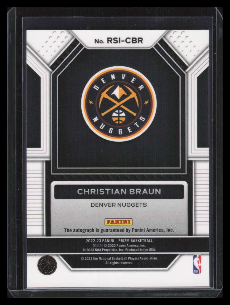 DELETE 131105 2022-23 Panini Prizm Rookie Signatures 8 Christian Braun Rookie Auto