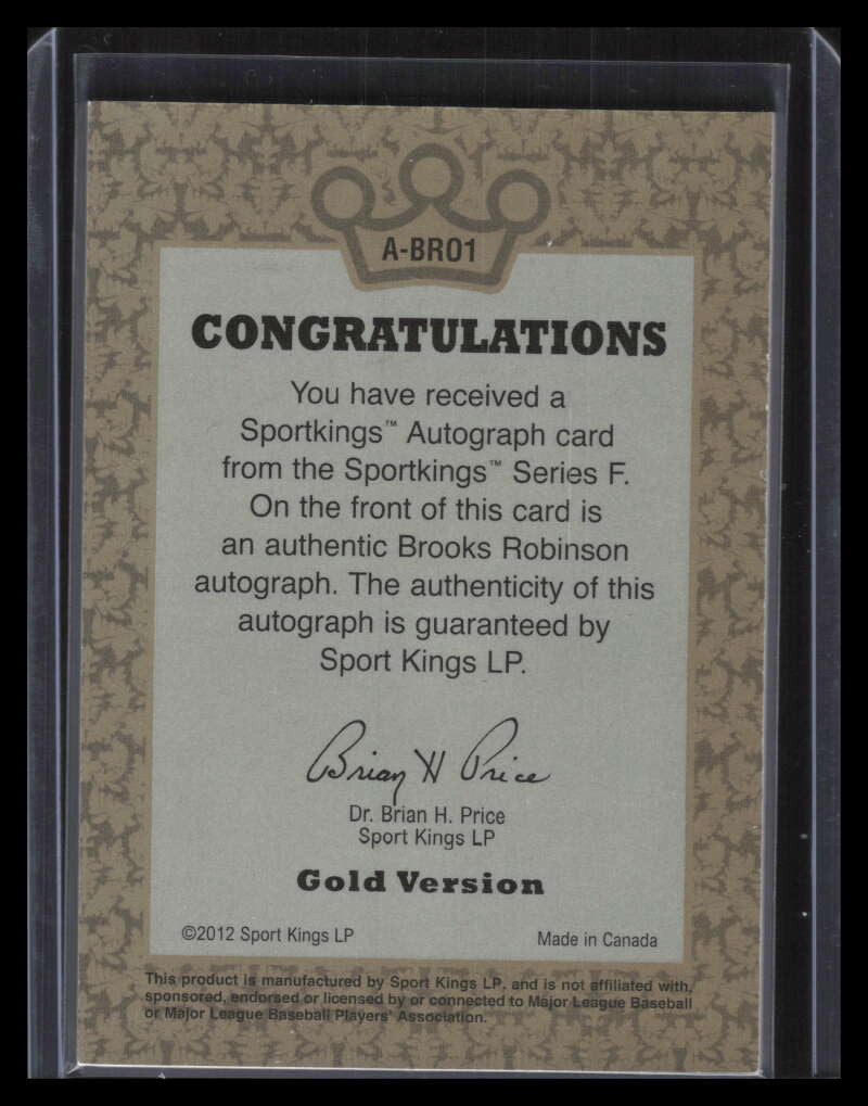 2013 Sportkings Autographs Gold abro1 Brooks Robinson Auto /10