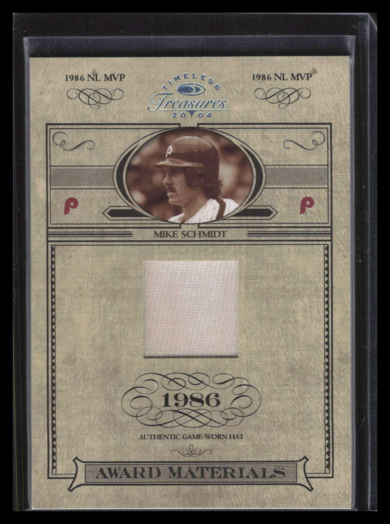 2004 Timeless Treasures Award Materials 18 Mike Schmidt 86 MVP Hat Cap 13/19