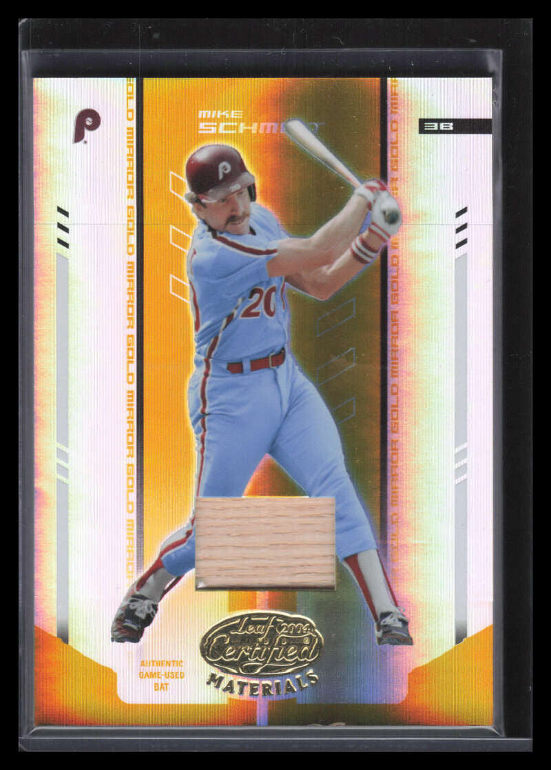 SOLD 131143 2004 Leaf Certified Materials Mirror Bat Gold 221 Mike Schmidt Bat 14/25