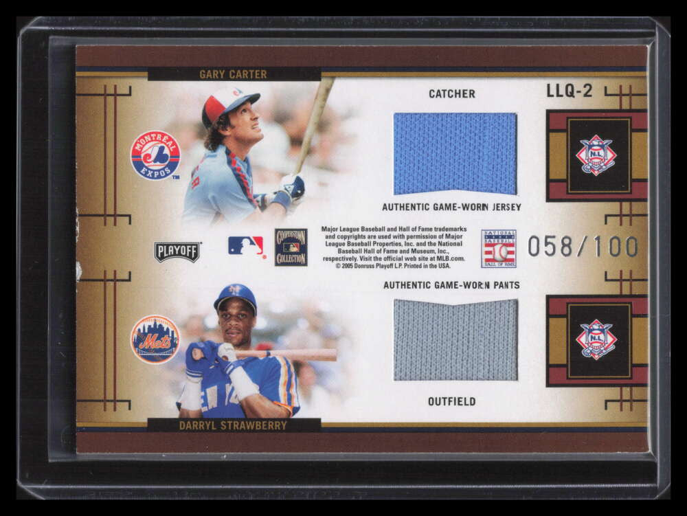 SOLD 131151 2005 Prestige League Leaders Murphy Schmidt Strawberry Gary Carter Jersey 58/100