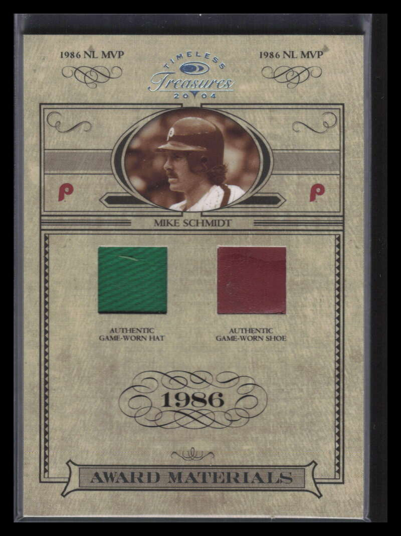 2004 Timeless Treasures Award Materials Mike Schmidt Shoe Cleat Hat Cap 12/50