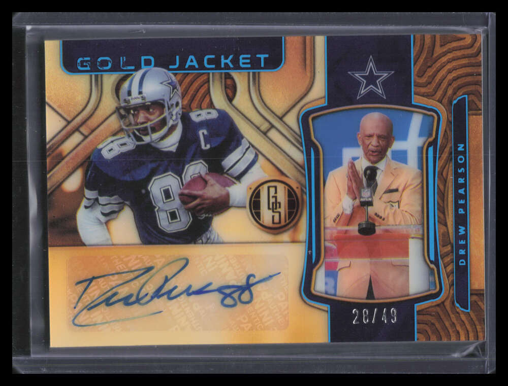 2022 Panini Gold Standard Jacket Signatures Platinum 14 Drew Pearson Auto 28/49