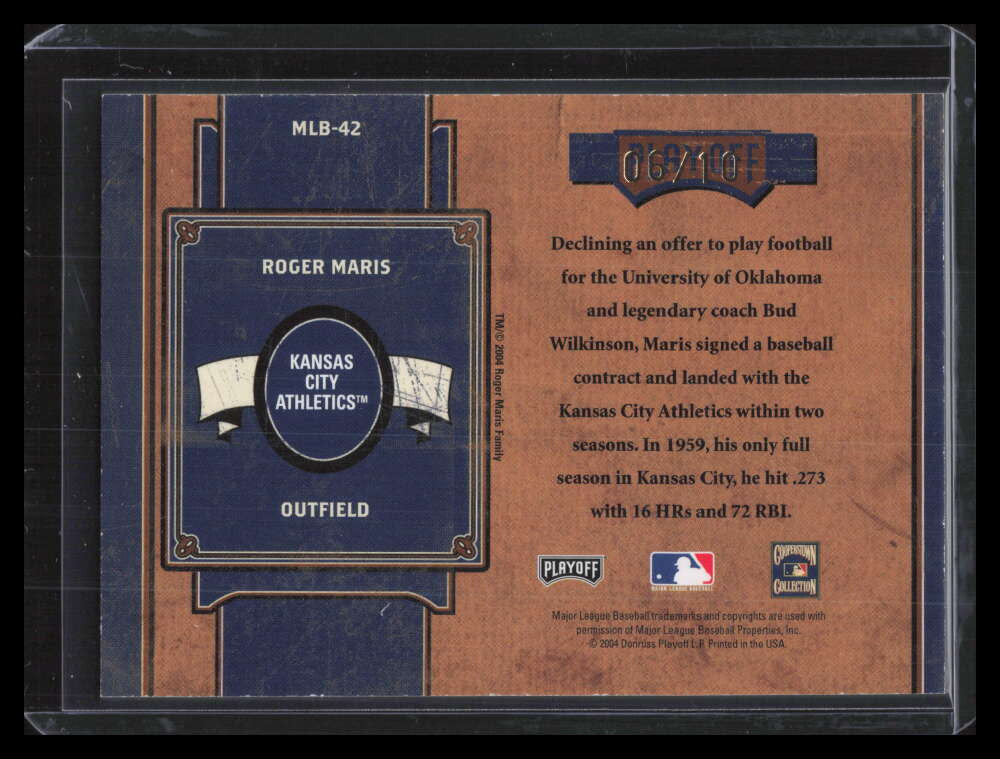 2004 Prime Cuts II MLB Icons Century Gold mlb42 Roger Maris 6/10