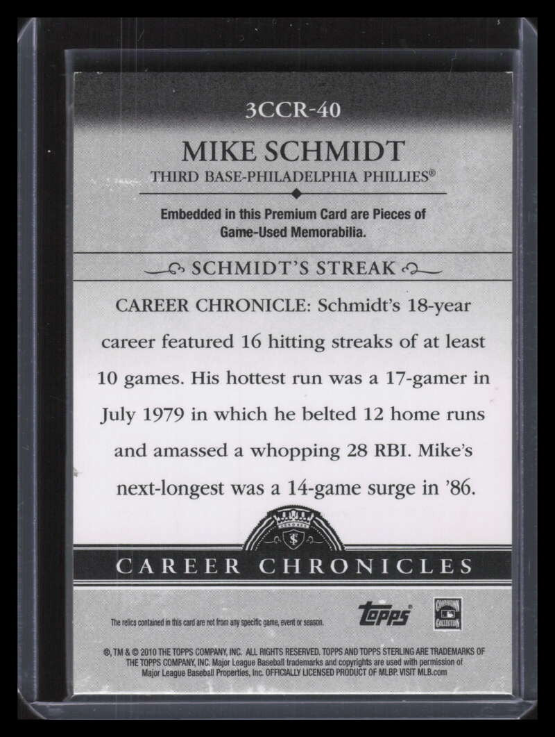 2010 Topps Sterling Career Chronicles ccr39 Mike Schmidt Triple Jersey 16/25