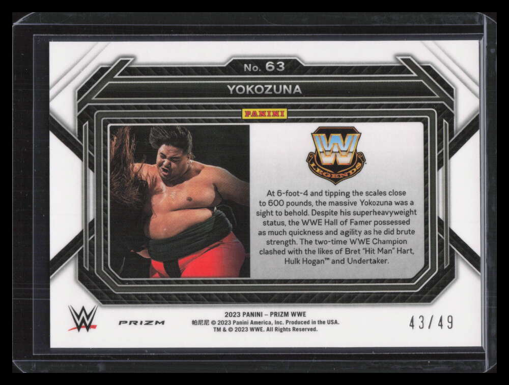 DELETE 131247 2023 Panini Prizm WWE Prizms Teal Refractor 63 Yokozuna 43/49