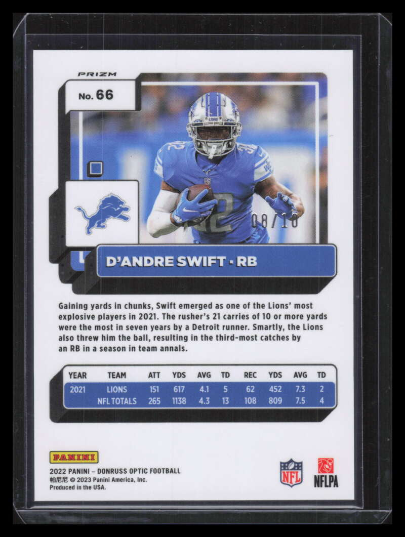 DELETE 131271 2022 Donruss Optic Gold Refractor 66 D'Andre Swift 8/10