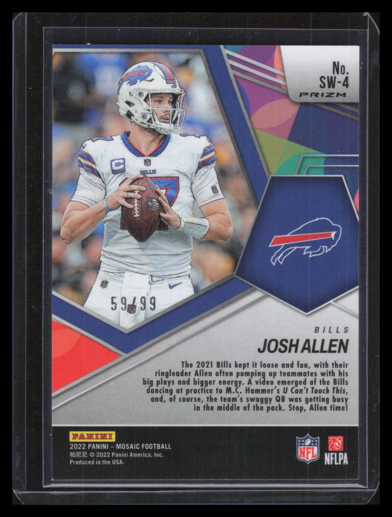 DELETE 131273 2022 Panini Mosaic Swagger Mosaic Blue Refractor 4 Josh Allen 59/99