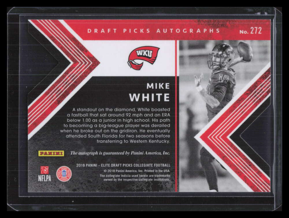 DELETE 131295 2018 Elite Draft Autographs Status Die Cut Red 272 Mike White Rookie Auto 45/49