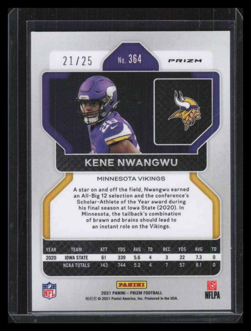2021 Panini Prizm Prizms Navy Camo Refractor 364 Kene Nwangwu Rookie 21/25
