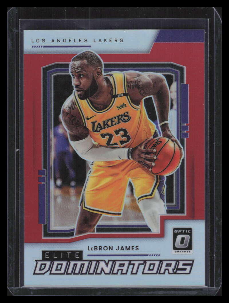SOLD 131323 2021-22 Donruss Optic Elite Dominators Red Refractor 6 LeBron James 87/99