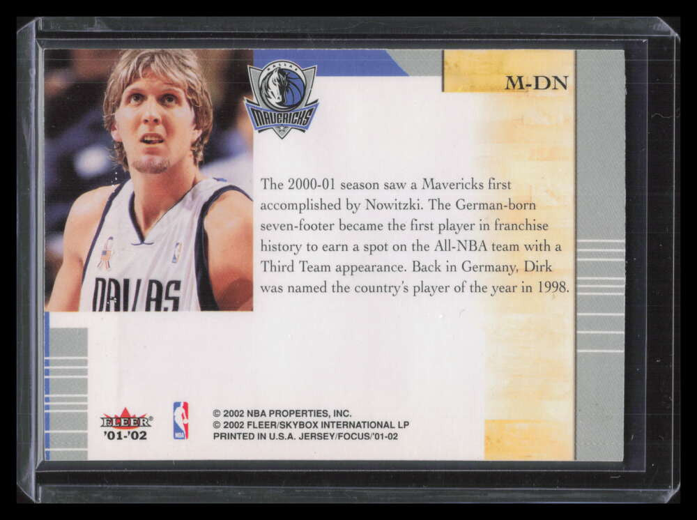2001-02 Fleer Focus Materialistic Away 7 Dirk Nowitzki