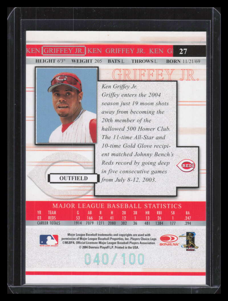 DELETE 131355 2004 Donruss Timelines Silver 27 Ken Griffey Jr. 40/100