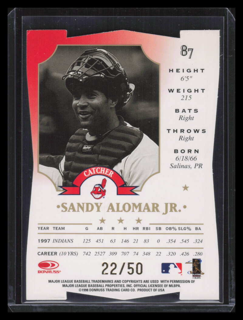 1998 Leaf Fractal Diamond Axis 87 Sandy Alomar Jr. 22/50