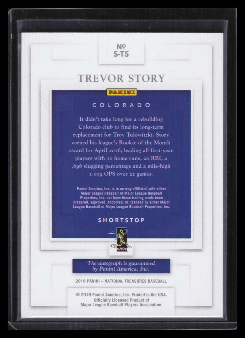 SOLD 131384 2016 Panini National Treasures Signatures STS Trevor Story Rookie Auto 8/25