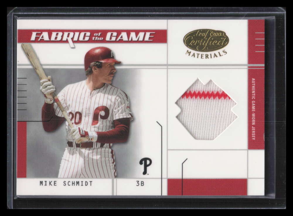 2003 Leaf Certified Materials Fabric of the Game 67ba Mike Schmidt Jersey 6/50