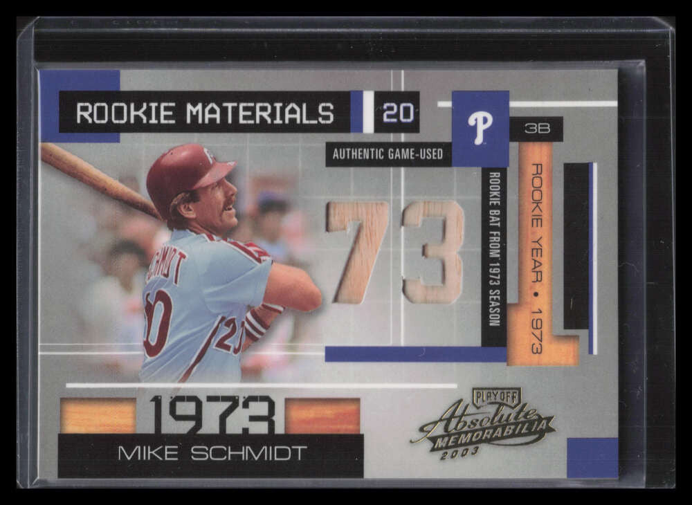 SOLD 131430 2003 Absolute Memorabilia Rookie Materials Season 14 Mike Schmidt Bat 29/73