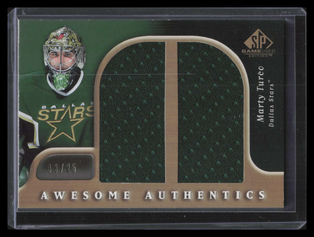 DELETE 131463 2005-06 SP Game Used Awesome Authentics Gold DAMT Marty Turco Jumbo Jersey 3/25